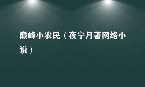 巅峰小农民（夜宁月著网络小说）