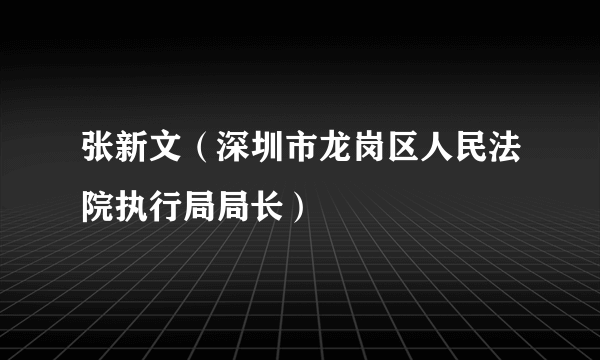 张新文（深圳市龙岗区人民法院执行局局长）