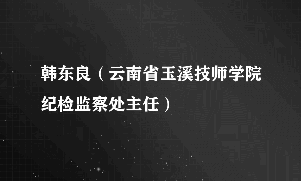 韩东良（云南省玉溪技师学院纪检监察处主任）