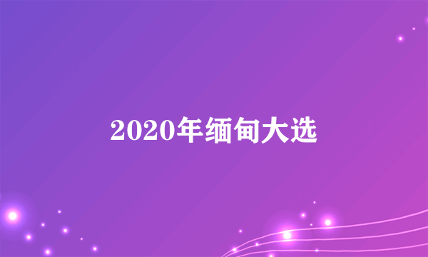 2020年缅甸大选