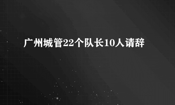 广州城管22个队长10人请辞