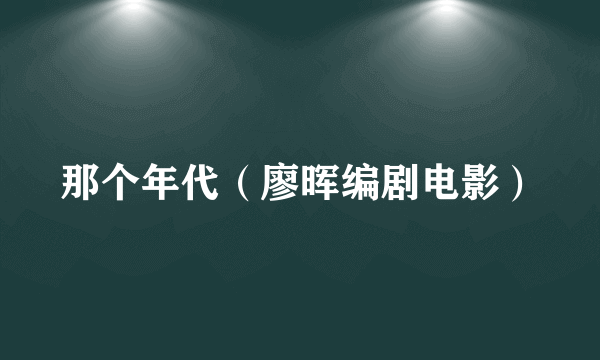 那个年代（廖晖编剧电影）