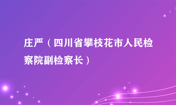 庄严（四川省攀枝花市人民检察院副检察长）