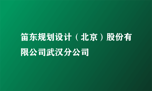 笛东规划设计（北京）股份有限公司武汉分公司