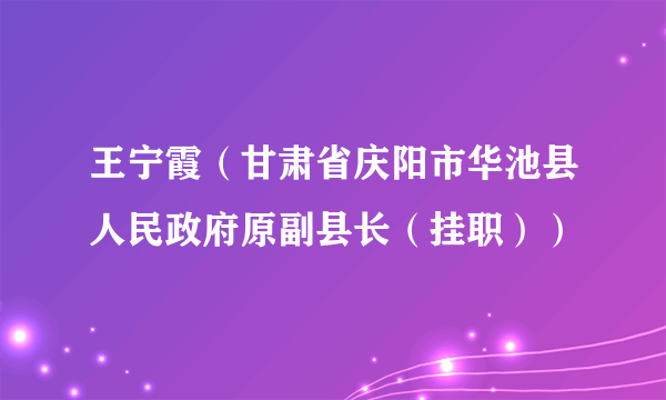 王宁霞（甘肃省庆阳市华池县人民政府原副县长（挂职））