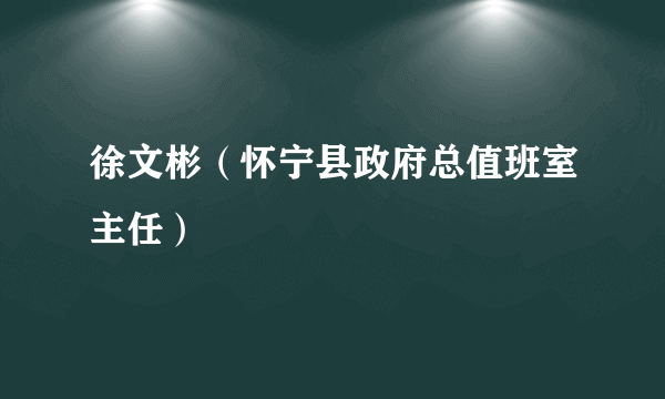 徐文彬（怀宁县政府总值班室主任）