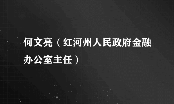 何文亮（红河州人民政府金融办公室主任）