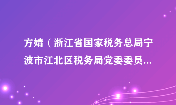 方婧（浙江省国家税务总局宁波市江北区税务局党委委员、总经济师）