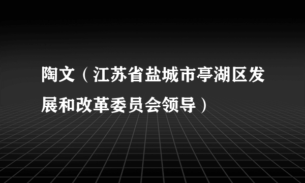 陶文（江苏省盐城市亭湖区发展和改革委员会领导）