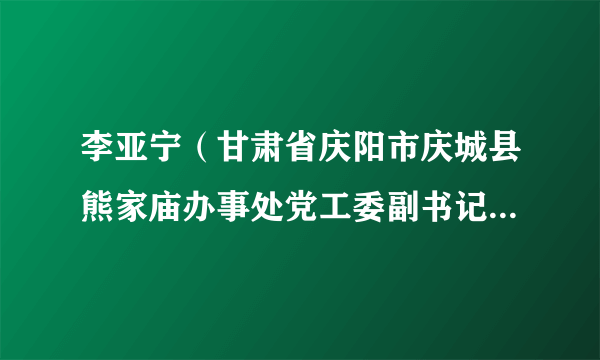 李亚宁（甘肃省庆阳市庆城县熊家庙办事处党工委副书记、办事处主任）