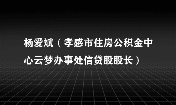 杨爱斌（孝感市住房公积金中心云梦办事处信贷股股长）