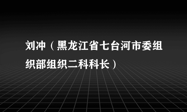 刘冲（黑龙江省七台河市委组织部组织二科科长）