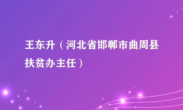 王东升（河北省邯郸市曲周县扶贫办主任）