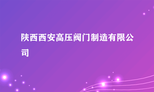 陕西西安高压阀门制造有限公司