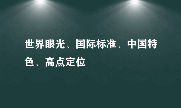 世界眼光、国际标准、中国特色、高点定位