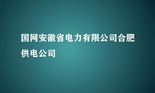 国网安徽省电力有限公司合肥供电公司