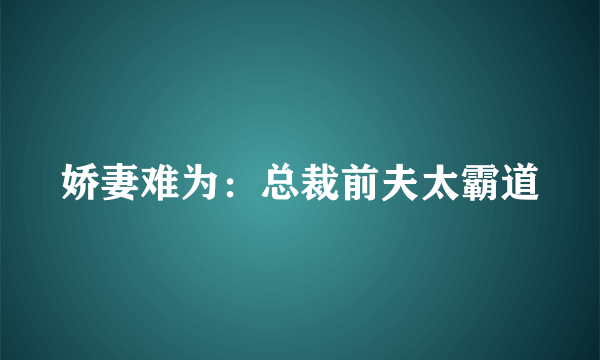 娇妻难为：总裁前夫太霸道