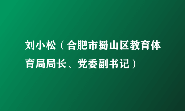 刘小松（合肥市蜀山区教育体育局局长、党委副书记）