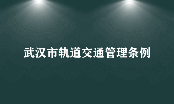 武汉市轨道交通管理条例