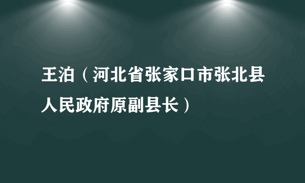 王泊（河北省张家口市张北县人民政府原副县长）