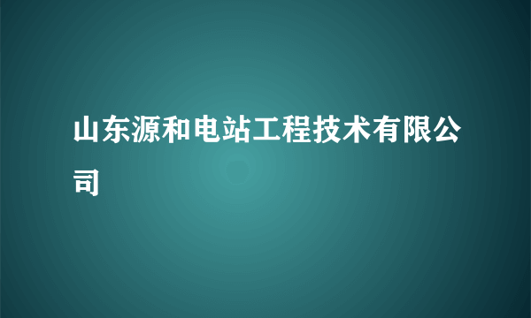 山东源和电站工程技术有限公司