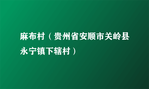 麻布村（贵州省安顺市关岭县永宁镇下辖村）