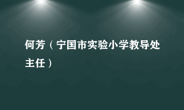 何芳（宁国市实验小学教导处主任）