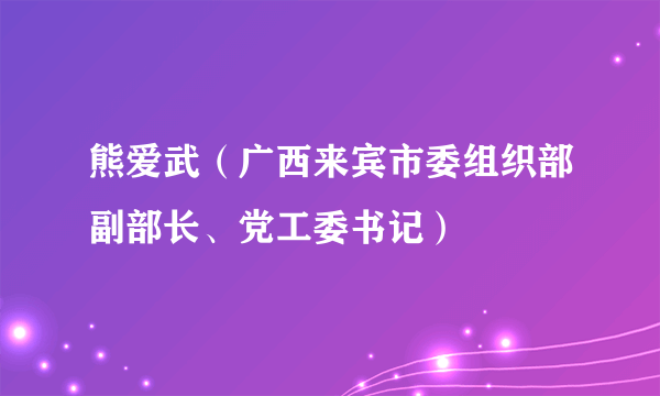 熊爱武（广西来宾市委组织部副部长、党工委书记）