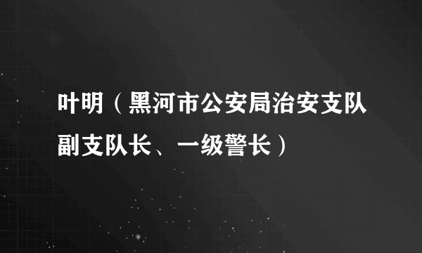 叶明（黑河市公安局治安支队副支队长、一级警长）