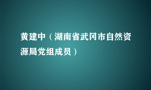 黄建中（湖南省武冈市自然资源局党组成员）