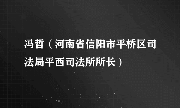 冯哲（河南省信阳市平桥区司法局平西司法所所长）