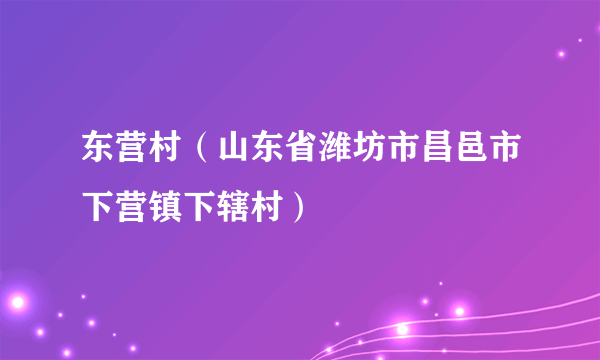 东营村（山东省潍坊市昌邑市下营镇下辖村）