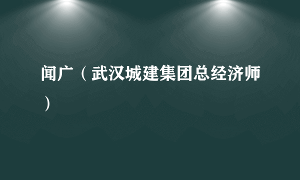 闻广（武汉城建集团总经济师）