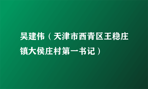 吴建伟（天津市西青区王稳庄镇大侯庄村第一书记）