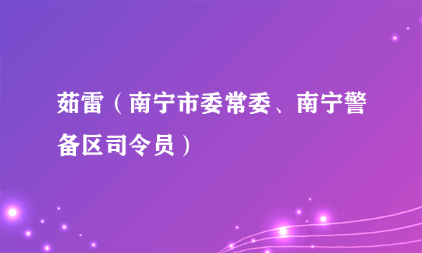 茹雷（南宁市委常委、南宁警备区司令员）