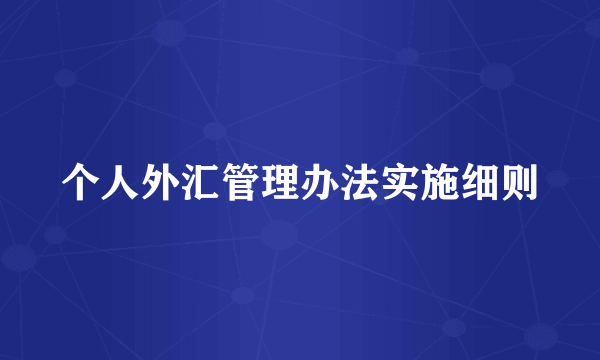 个人外汇管理办法实施细则