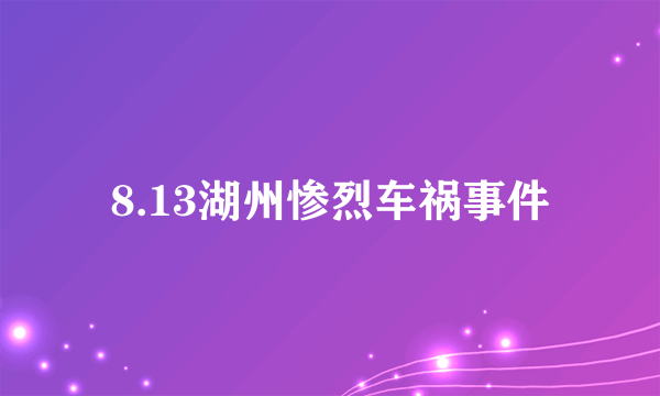 8.13湖州惨烈车祸事件