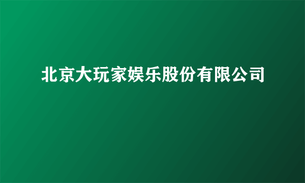 北京大玩家娱乐股份有限公司