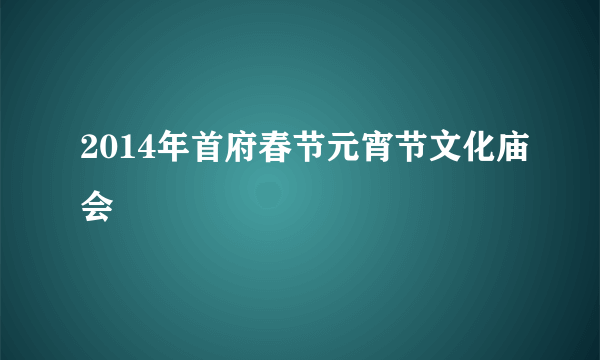 2014年首府春节元宵节文化庙会