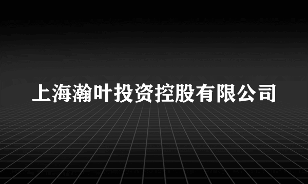 上海瀚叶投资控股有限公司