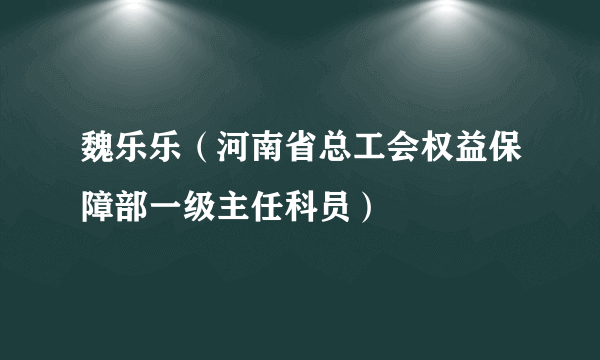 魏乐乐（河南省总工会权益保障部一级主任科员）