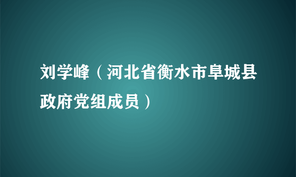 刘学峰（河北省衡水市阜城县政府党组成员）