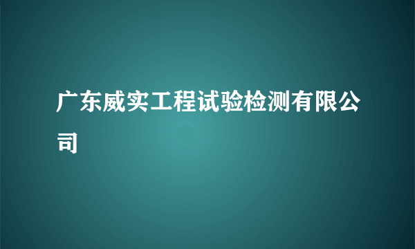 广东威实工程试验检测有限公司