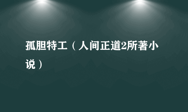 孤胆特工（人间正道2所著小说）