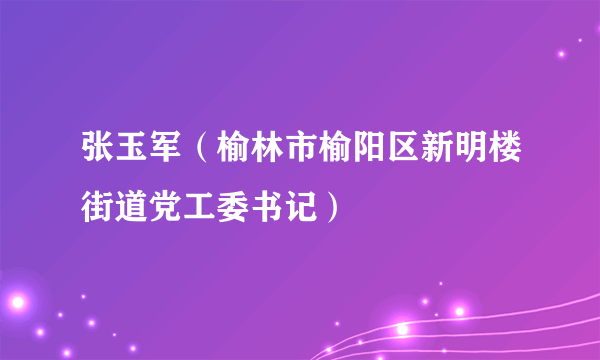 张玉军（榆林市榆阳区新明楼街道党工委书记）