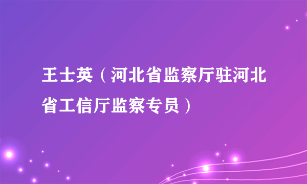 王士英（河北省监察厅驻河北省工信厅监察专员）