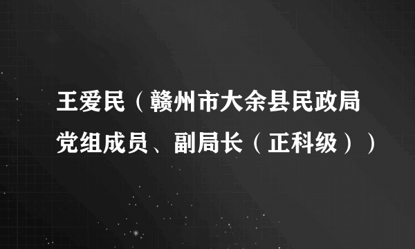 王爱民（赣州市大余县民政局党组成员、副局长（正科级））