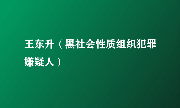 王东升（黑社会性质组织犯罪嫌疑人）