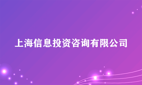 上海信息投资咨询有限公司