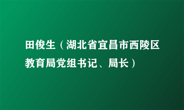 田俊生（湖北省宜昌市西陵区教育局党组书记、局长）